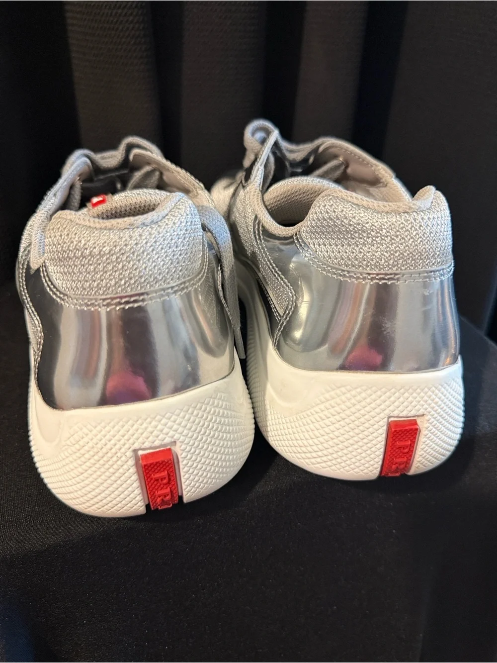 Prada Silver Metallic Mesh Runner Sneakers